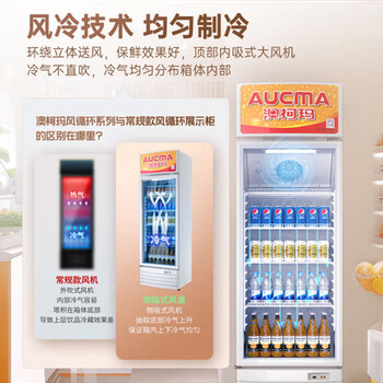 澳柯玛（AUCMA） 277升立式单门冷藏展示柜超市饮料啤酒保鲜柜茶叶水果陈列冰柜冷柜 一级能效 SC-277NE