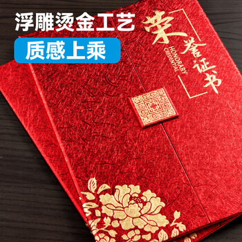 DSB（迪士比）12k/5本装奥利斯纹三折页荣誉证书 获奖证书颁奖奖状证书外壳红色【附10张内芯】050872