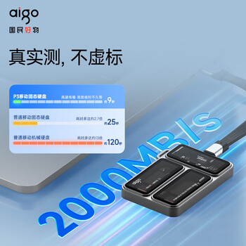 爱国者（aigo）1TB 移动固态硬盘 (PSSD)P3 Type-c USB3.2读写同速2000MB/s 透明EDC 手机直连 电脑笔记本外接