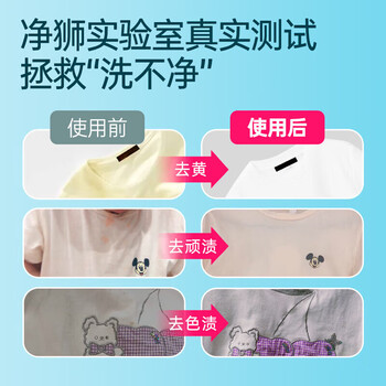 净狮（CLEALION）彩漂爆炸盐彩色白色去黄增白衣物去污渍家庭装活氧彩漂粉520g*2瓶