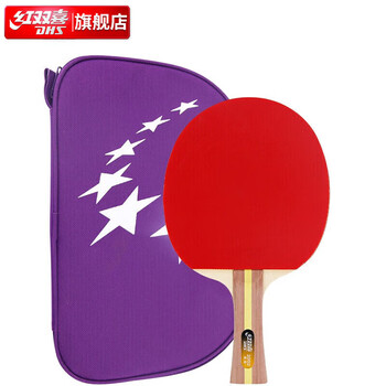 红双喜(DHS)二星级乒乓球拍横拍训练成品拍升级版双面反胶H2002