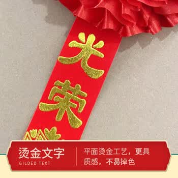 优学库 大红花定制表彰参军入伍退伍光荣家属绸缎胸花 16cm 优秀 1个装 热门商品