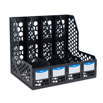 晨光(M&G)文具四联收纳桌面文件框 带标签镂空文件架/文件栏/文件框/资料筐 黑色单个装ADM929R8A