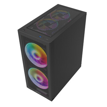 FPMAX风之灵H803台式电脑机箱USB3.0预装16cm双风扇钢化玻璃M-ATX/ATX主板280/240水冷支持tpye-c黑色