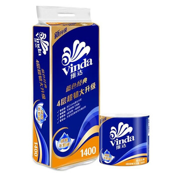 维达（Vinda）卫生纸卷纸140克*40卷共4提V4069四层加厚有芯家用卷纸厕纸
