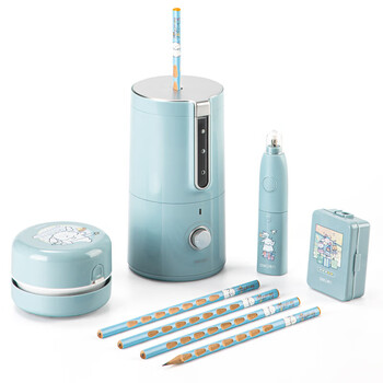 得力(deli)全自动电动文具套装10件套电动削笔机+桌面吸尘器+电动橡皮擦+铅笔橡皮生日开学礼物蓝 得力(deli)全自动电动文具套装10件套电动削笔机+桌面吸尘器+电动橡皮擦+铅笔橡皮生日开学礼物蓝