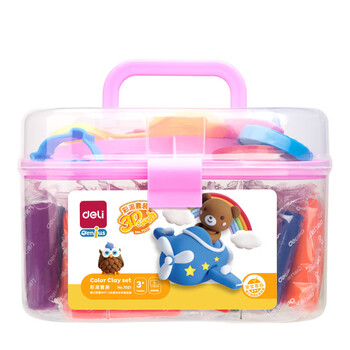 得力(deli)24色橡皮泥 手工DIY玩具彩泥套装非轻型粘土黏土太空沙彩泥 儿童开学毕业文具生日礼物 粉色