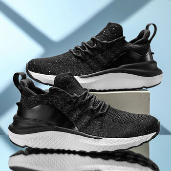 橦舟渡日常元素运动鞋满星小米4代男帅气弹力跑步鞋男夏季透气飞织 4