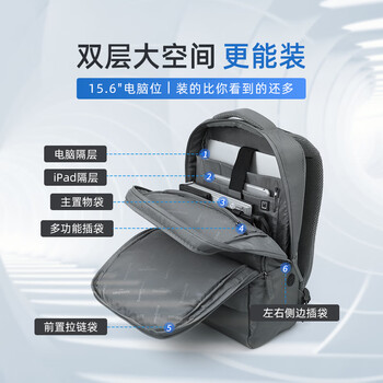 新秀丽（Samsonite）双肩包电脑包男16英寸笔记本商务通勤背包大容量旅行包大学生书包