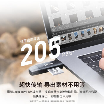 雷克沙（Lexar）256GB SD存储卡 U3 V30 数码微单单反相机SD卡 读205MB/s 写140MB/s  畅拍4K SILVER系列 SD银卡