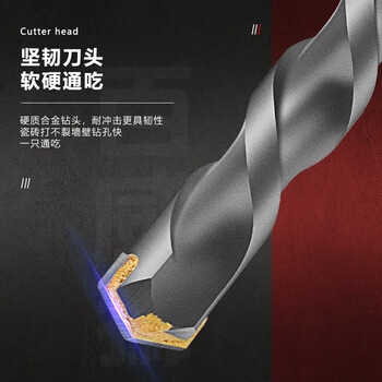 百威狮（BERRYLION）电锤冲击钻头加长两坑两槽水泥混凝土穿墙开槽打孔筒装圆柄10*350