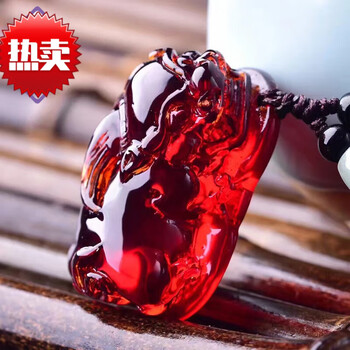 血琥珀吊坠精品缅甸蓝珀珀貔貅蜜蜡原石毛衣链项链原创【图片 价  