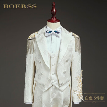 boerss儿童西装套装男童礼服套装手工diy燕尾服钢琴演出走秀西服套装