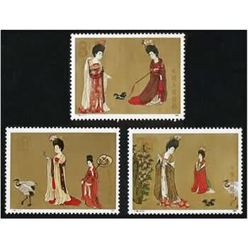 簪花仕女图邮票图片- 京东
