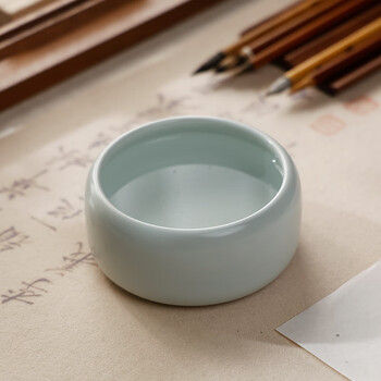 漢墨 汝窑防干墨碟套装 陶瓷防蒸发墨池书法专用砚台带盖2件套 文房四宝学生用高颜值笔洗