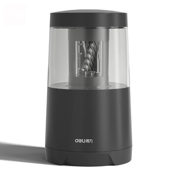 得力（deli）电动削笔机 双电源卷笔刀削笔器按压半自动排断芯转笔刀削笔刀 儿童学生文具考试生日开学礼物黑色