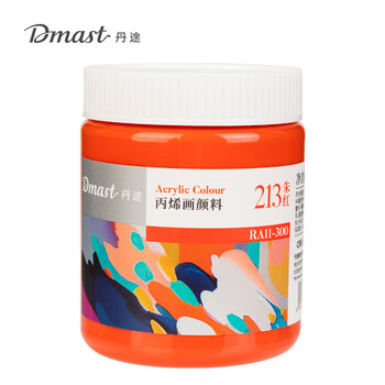得力（deli）丹途300ml罐装亮光丙烯颜料（213朱红)(罐)墙绘手绘绘画DIY丙烯画RA11-300美育工具毕业礼物礼物