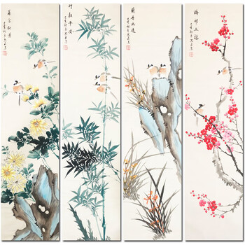 何香凝 遺作「墨梅」？　董必武,郭沫若題 水印版画 // 中国画　木版画 複製品 梅花三法之三：为有暗香来（白梅） - Chinese Painting 4x