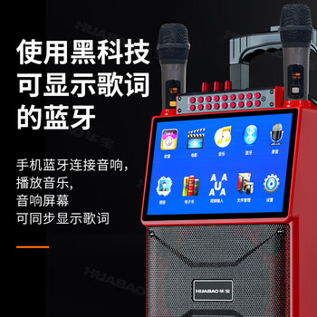 华宝1033蓝牙版双话筒广场舞音响显示屏户外手提k歌音箱家用一体机家用卡拉ok唱歌广场舞