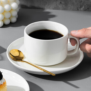 友来福陶瓷咖啡杯 欧式简约白色拉花咖啡杯套装220ml大容量马克杯 友来福陶瓷咖啡杯 欧式简约白色拉花咖啡杯套装220ml大容量马克杯