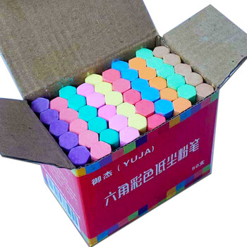 御杰粉笔京东自营黑板报专用六角彩色粉笔10色50支开学礼物儿童无尘无毒粉笔画板教学教师专用粉笔