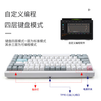 宁芝(NIZ) PLUM mini84三模45g-T系列 静电容键盘 有线蓝牙三模办公键盘 全键自定义 单键调节RT功能