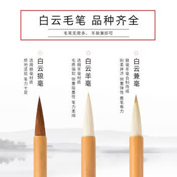 录学记白云毛笔兼毫中楷学生书法国画专用初学者入门毛笔行书小白云毛笔套装画画笔