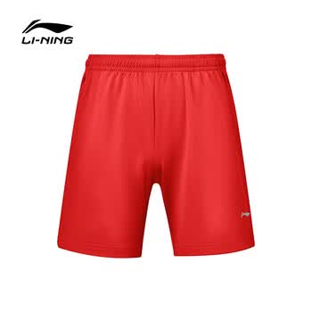 李宁（LI-NING）乒乓球运动短裤男女同款速干透气乒乓球服羽毛球短裤 赤樱红 M