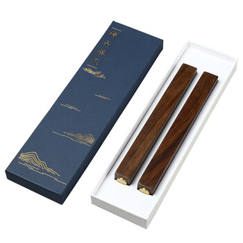 漢墨 黑檀木镇纸镇尺 木制嵌铜书法压纸双支装文镇无礼盒 文房四宝礼品送礼镇尺子