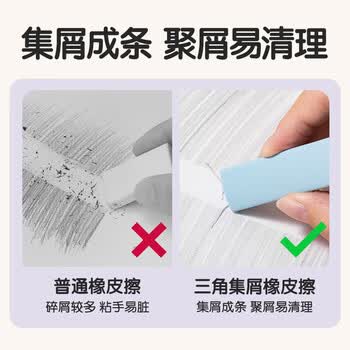 得力（deli）真集屑三角橡皮擦开学文具小学生专用擦字成线干净不留痕儿童素描美术橡皮 5块装彩色高考祝福礼物