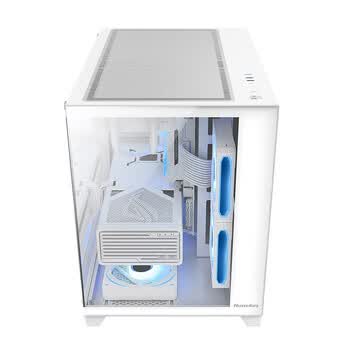 航嘉（Huntkey）S960暴风雪X白色全景版海景房机箱（双面钢化玻璃/左右分区/360水冷/9风扇位/MATX主板）
