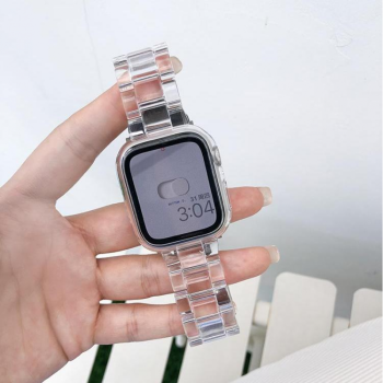 簡蘇適用蘋果錶帶全透明iwatchs7樹脂錶帶applewatch654321代小冰塊41