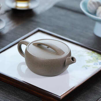 茶云艺云宜兴工堂直发大口汉瓦原矿青灰段泥手工茶具茶壶一片瓦紫砂壶