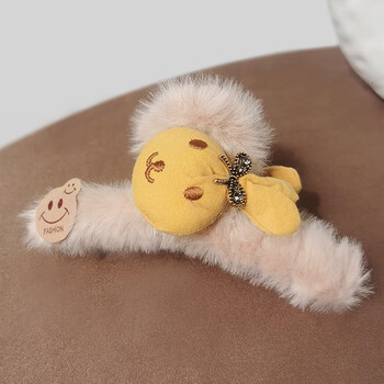 众蝶精致水晶小熊毛绒夹子头饰后脑勺盘发抓夹女大号发夹鲨鱼夹发卡子