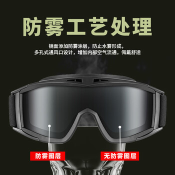 威崛蝗虫眼镜战术防风沙cs护目镜 含三片镜片 (黑色1套）