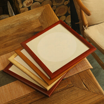 一海堂 文化宣纸相框 文房四宝国画书法纸镜片硬卡圆形镜片纸的配套 实木红色 25*27送卡纸10张/包