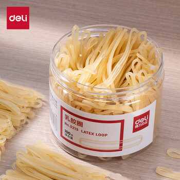 得力（deli）【超级爆款】办公耐用弹力乳胶圈/橡皮筋/橡胶圈/牛皮筋 财务办公用品 100g/筒 3213