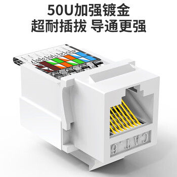 万级 六类网线插座 二位双口千兆网络面板 86型网络+电视家装宽带墙壁装修面板 1-145086白