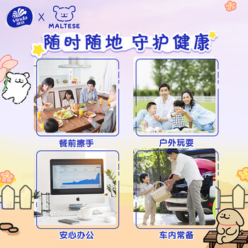 维达（Vinda）杀菌湿巾 80片*5包 线条小狗IP款 杀菌率99.9% 湿巾大包 湿纸巾