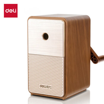 得力（deli）学生削笔机 5档笔尖粗细可调节卷笔刀 自动进笔手摇转笔刀铅笔削笔器削笔刀 考试生日开学礼物棕