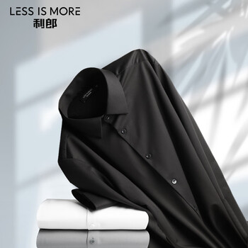 皇家利郎lilanza抗菌男士长袖衬衫秋季商务正装休闲抗皱衬衣男黑色38