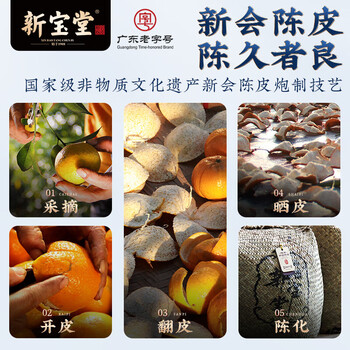 岭南新宝堂（HWM）岭南新会陈皮特产泡茶十年陈皮福泓瓶250克