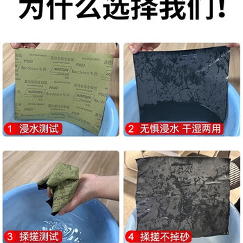 NORTON诺顿圣戈班砂纸银熊高性能防水沙纸2000目水磨汽车金属合金不锈钢抛光打磨沙皮纸碳化硅（100张 ）