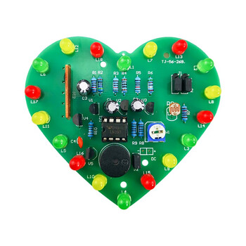 伍陆电子 光控音乐心形灯套件18只LED彩灯控制电子DIY制作散件TJ-56-269 套件+3节五号电池盒+电池 伍陆电子 光控音乐心形灯套件18只LED彩灯控制电子DIY制作散件TJ-56-269 套件+3节五号电池盒+电池