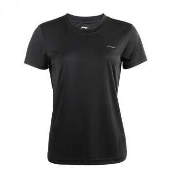 李宁（LI-NING）李宁羽毛球服短袖运动速干弹力春夏装简约休闲 黑色ATSP416 XL码