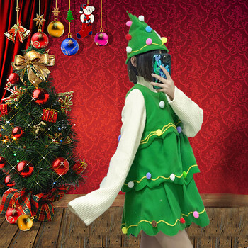 圣诞树服装女装圣诞节cos服饰女童衣服cosplay服童装 圣诞树裙子 帽子