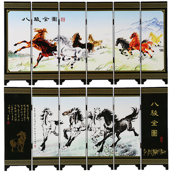 八骏图屏风价格报价行情- 京东