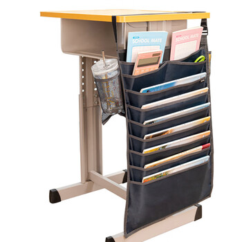 得力(deli)挂书袋课桌书挂袋 升级款交叉收纳书桌挂袋 书袋 学生书本收纳神器 加厚款 灰色开学必备 得力(deli)挂书袋课桌书挂袋 升级款交叉收纳书桌挂袋 书袋 学生书本收纳神器 加厚款 灰色开学必备