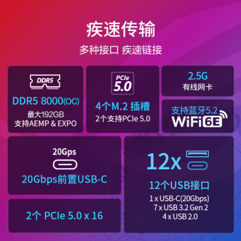 ROG STRIX B650E-E GAMING WIFI主板 支持 CPU 9700X/7800X3D/9800X3D (AMD B650E/socket AM5)