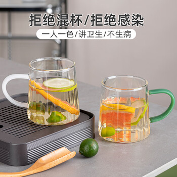 半物生活高硼硅玻璃杯耐高温玻璃水杯茶杯耐热带把绿茶杯家用喝水杯子套装